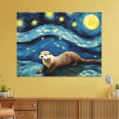Otter in der Sternennacht Leinwanddruck (Insitu (Wohnzimmer))