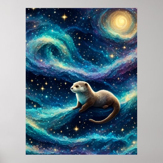 Otter in der Sternennacht Poster (Vorne)