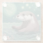 Otter in der Sternennacht und Rose Glasuntersetzer (Rückseite)