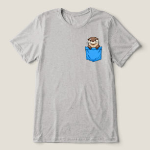 Otter in der Tasche Lustiges blaues Taschentier Tri-Blend Shirt