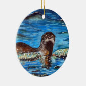 Otter in der Waves-Malerei Keramik Ornament (Rechts)