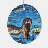 Otter in der Waves-Malerei Keramik Ornament (Links)