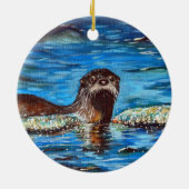 Otter in der Waves-Malerei Keramik Ornament (Hinten)