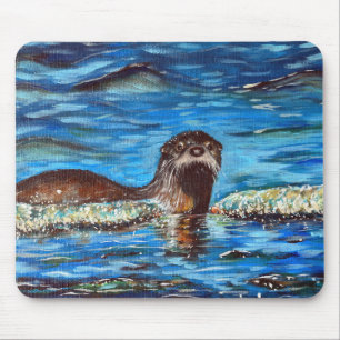 Otter in der Waves-Malerei Mousepad