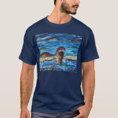 Otter in der Waves-Malerei T-Shirt (Vorderseite)