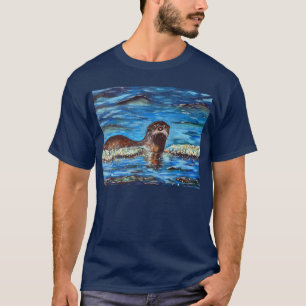 Otter in der Waves-Malerei T-Shirt