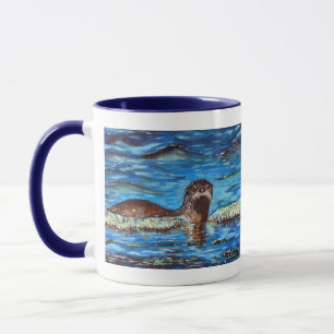 Otter in der Waves-Malerei Tasse