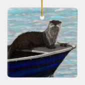 Otter in einem Bootsanstrich Keramikornament (Rückseite)