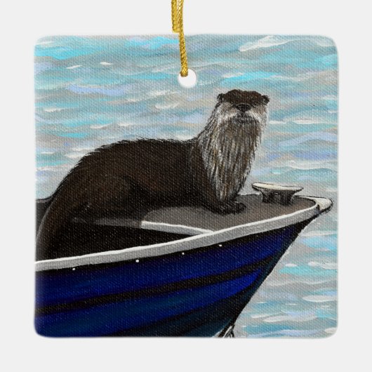 Otter in einem Bootsanstrich Keramikornament (Vorderseite)