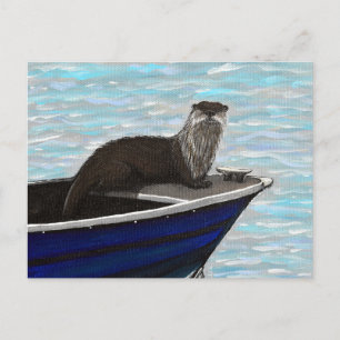 Otter in einem Bootsanstrich Postkarte