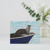 Otter in einem Bootsanstrich Postkarte (Stehend Vorderseite)