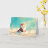 Otter in einem Geplash des Frühlings Karte (Gelbe Blume)