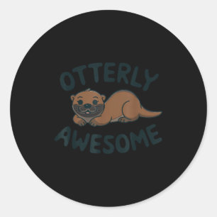 Otter in einer Jacke Lustige Otter-Pyjamas Meerott Runder Aufkleber