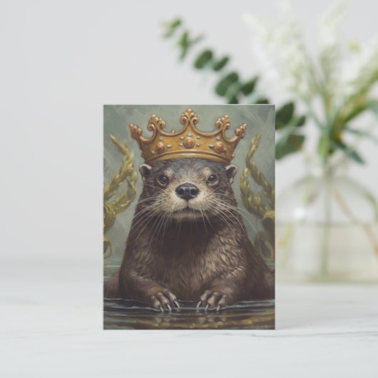 Otter in einer Krone Postkarte (Stehend Vorderseite)