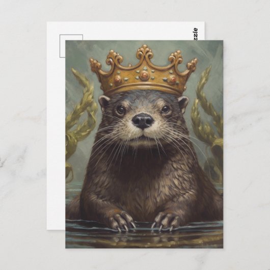 Otter in einer Krone Postkarte (Vorne/Hinten)