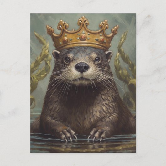 Otter in einer Krone Postkarte (Vorderseite)