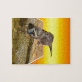 Otter isst leckeren Fisch am Teich, Puzzle (Horizontal)