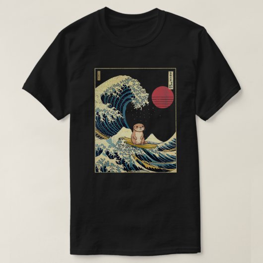Otter Japanisch Kanagawa Wave Funny Surf Tier T-Shirt (Design vorne)