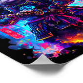 Otter Katana Cyberpunk Neon Samurai Japanese Art  Poster (Ecke)