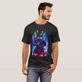 Otter Katana Cyberpunk Neon Samurai Japanese Art  T-Shirt (Vorne ganz)