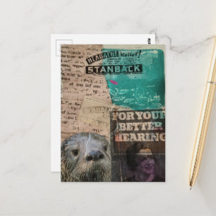 Otter-Kopfschmerz-Linderung und Hören Collage Postkarte