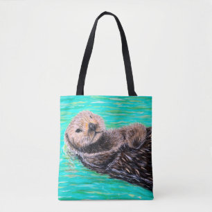 Otter-Malerei am Flussbett Tasche