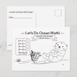 Otter Math Coloring Postcard Postkarte