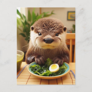 Otter mit Algensalat Postkarte