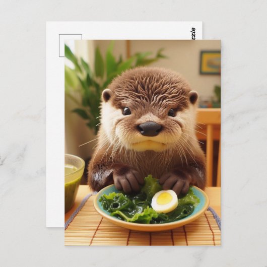 Otter mit Algensalat Postkarte (Vorne/Hinten)