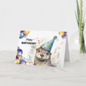 Otter mit Balloons und Party Happy Birthday Karte (Vorderseite)
