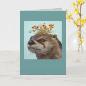Otter mit bittersüßer Hutkarte Karte (Gelbe Blume)