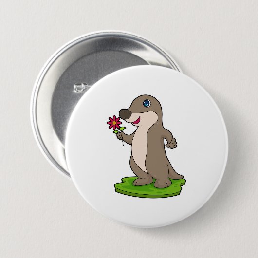 Otter mit Blume Button (Vorne & Hinten)
