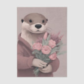 Otter mit Blume entcoupage Seidenpapier (Vorderseite)