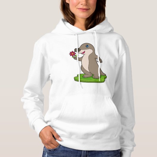 Otter mit Blume Hoodie (Vorderseite)