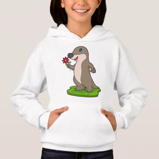 Otter mit Blume Hoodie (Vorderseite)