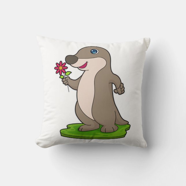 Otter mit Blume Kissen (Vorderseite)