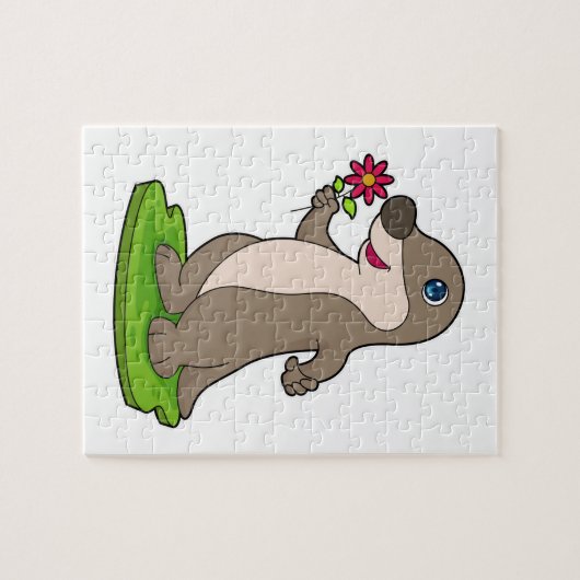 Otter mit Blume Puzzle (Horizontal)