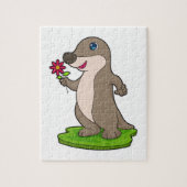 Otter mit Blume Puzzle (Vertikal)