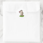 Otter mit Blume Runder Aufkleber (Tasche)