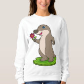 Otter mit Blume Sweatshirt (Vorderseite)