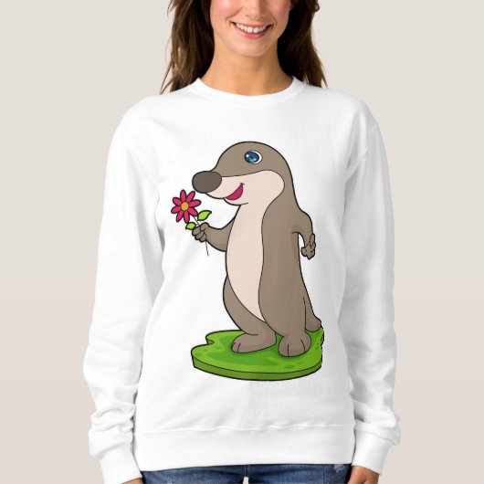 Otter mit Blume Sweatshirt (Vorderseite)