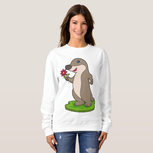 Otter mit Blume Sweatshirt (Vorne ganz)