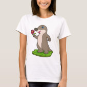 Otter mit Blume T-Shirt (Vorderseite)