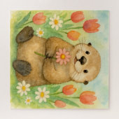 Otter mit Frühlingsblüten Puzzle (Horizontal)