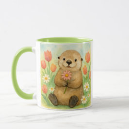 Otter mit Frühlingsblüten Tasse