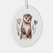 Otter mit herzförmigen Blume Keramik Ornament (Rechts)