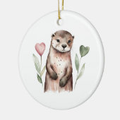 Otter mit herzförmigen Blume Keramik Ornament (Links)