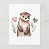 Otter mit herzförmigen Blume Postkarte (Vorderseite)