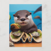 Otter mit Osyster Tacos Postkarte (Vorderseite)
