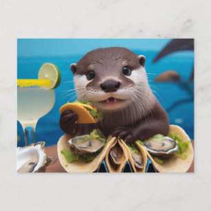 Otter mit Osyster Tacos Postkarte